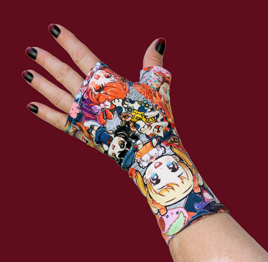 hochwertige harajuku japanische Pulswärmer Handschuhe Jersey mit anime dark digital print manga mädchen