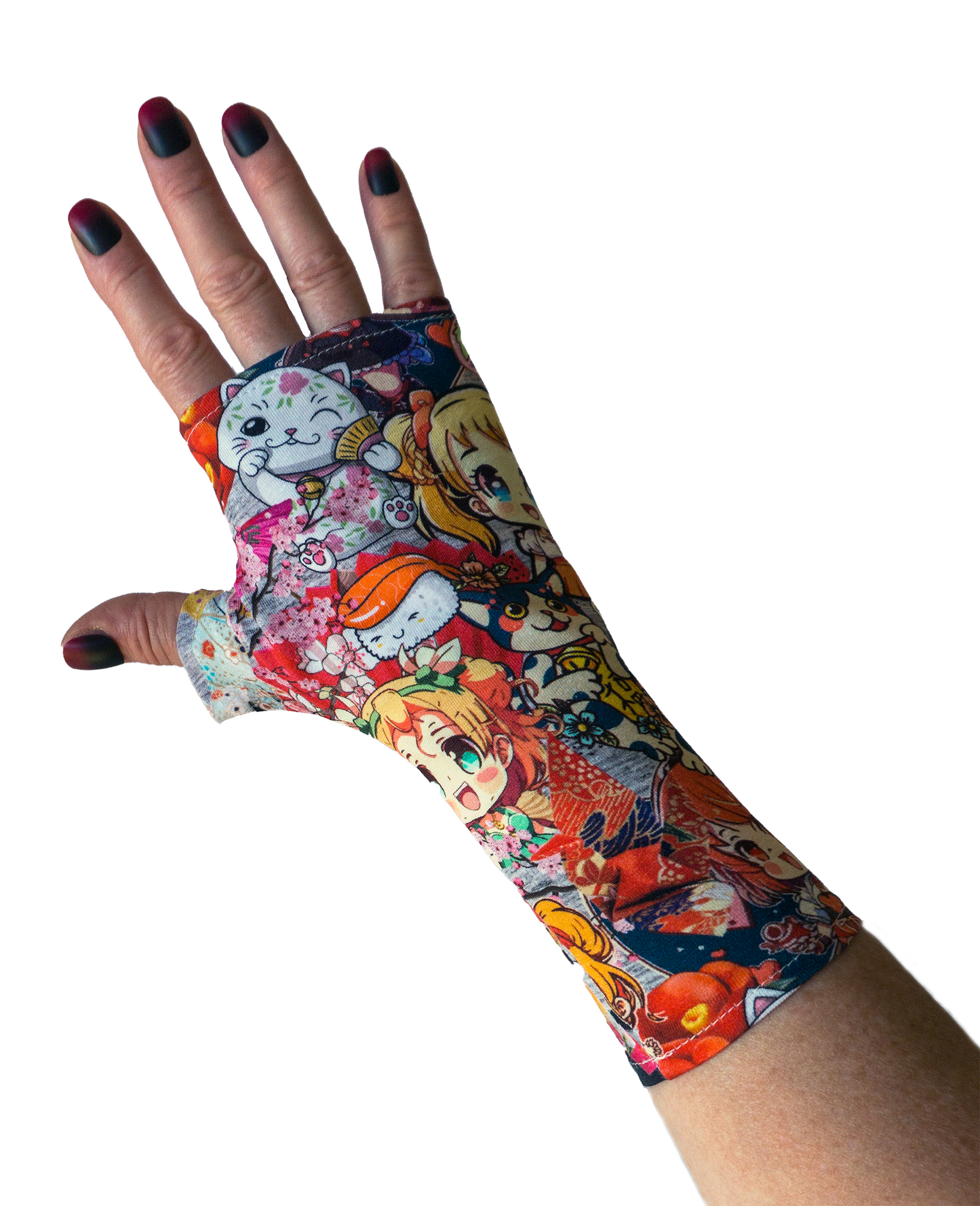 hochwertige harajuku japanische Pulswärmer Handschuhe Jersey mit anime dark digital print manga mädchen