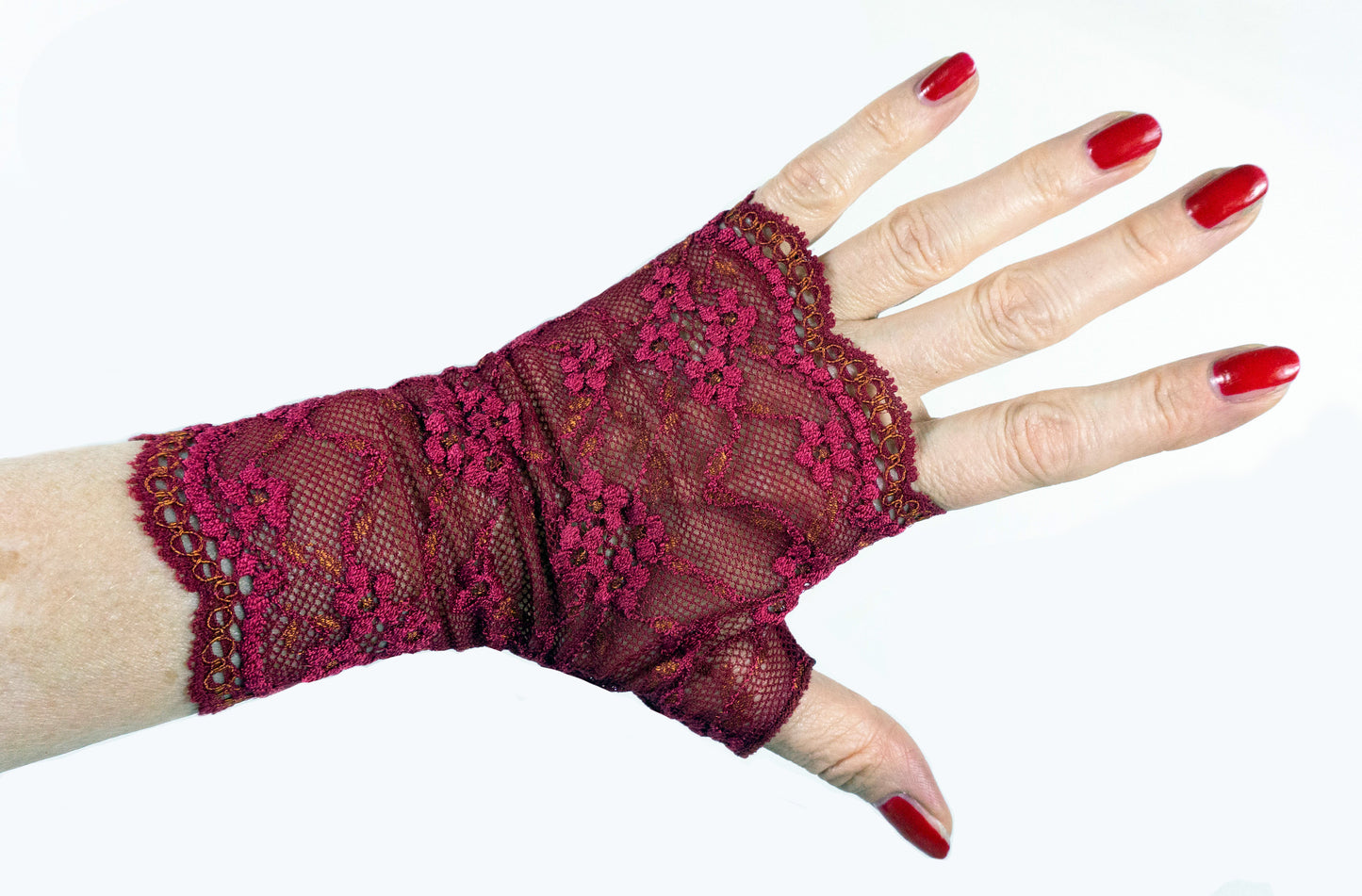 ♥ Pulswärmer Handschuhe fingerlos Love berry rot magenta ♥