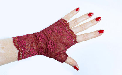 ♥ Pulswärmer Handschuhe fingerlos Love berry rot magenta ♥