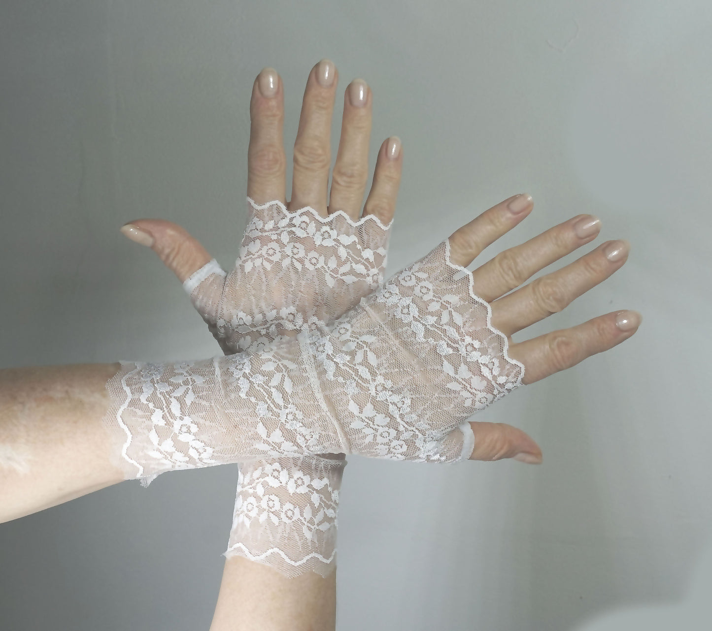 ganz leichte tender wedding lace Pulswärmer | Handschuhe fingerlos in weiss