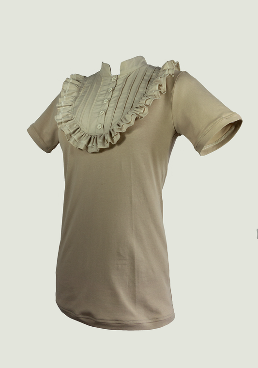 Plastronshirt Damen Tenshi Jersey + Baumwolle mono beige