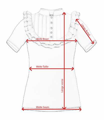 Plastron shirt ladies Tenshi jersey + cotton body olive black wine red sizes 34-46