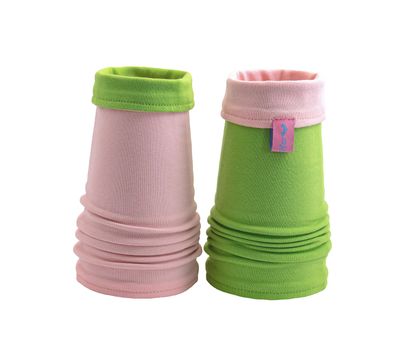 Soft jersey wrist warmers, SUPER COMFORTABLE #MUSTHAVE, brightly patterned, lined, lining color selectable, with bow