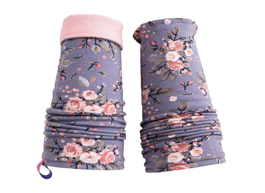 Vintage Wendestulpen Rosendruck aus weicher Baumwolle in Handarbeit auf Bestellung hergestellt. Andere Seite rosa. Verlässliche warme schmückende Begleiter für viele Anlässe.