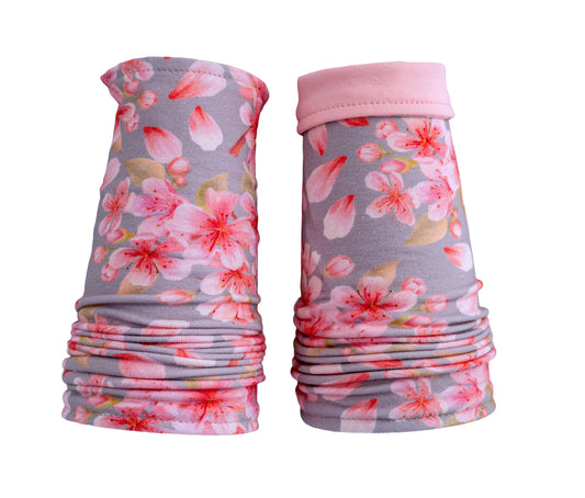 weiche Wende Armstulpen mit Sakura Blüten Druck, rosa aus Baumwolle, Jersey, für japan oder Kirschblüten Fans, tägliche Begleiter für fast jeden Anlass, Größen von XXXS bis 2XL, auch im Set für mommy & me oder sisters