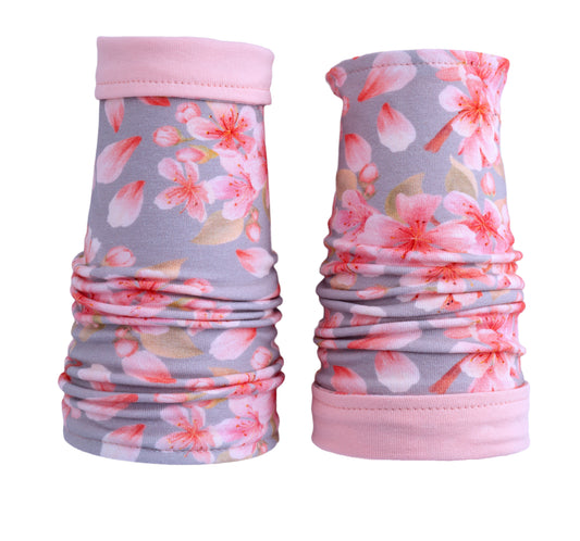 für alle Romantiker und japan fans, super softe weiche Stulpen rosa grau Sakura Motiv in allen Größen und auch als Partnerlook möglich