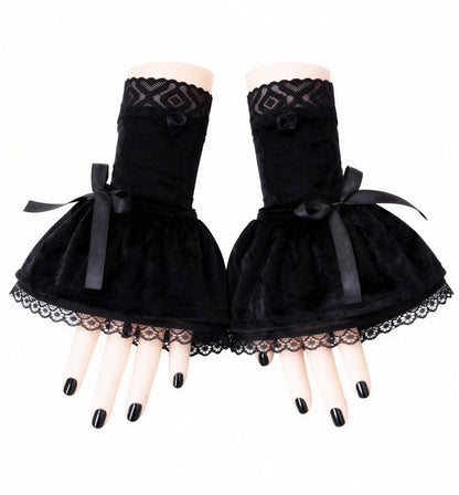 Damen Gothic Armstulpen aus Samt & Spitze