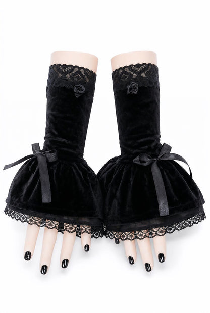 Damen Gothic Armstulpen aus Samt & Spitze