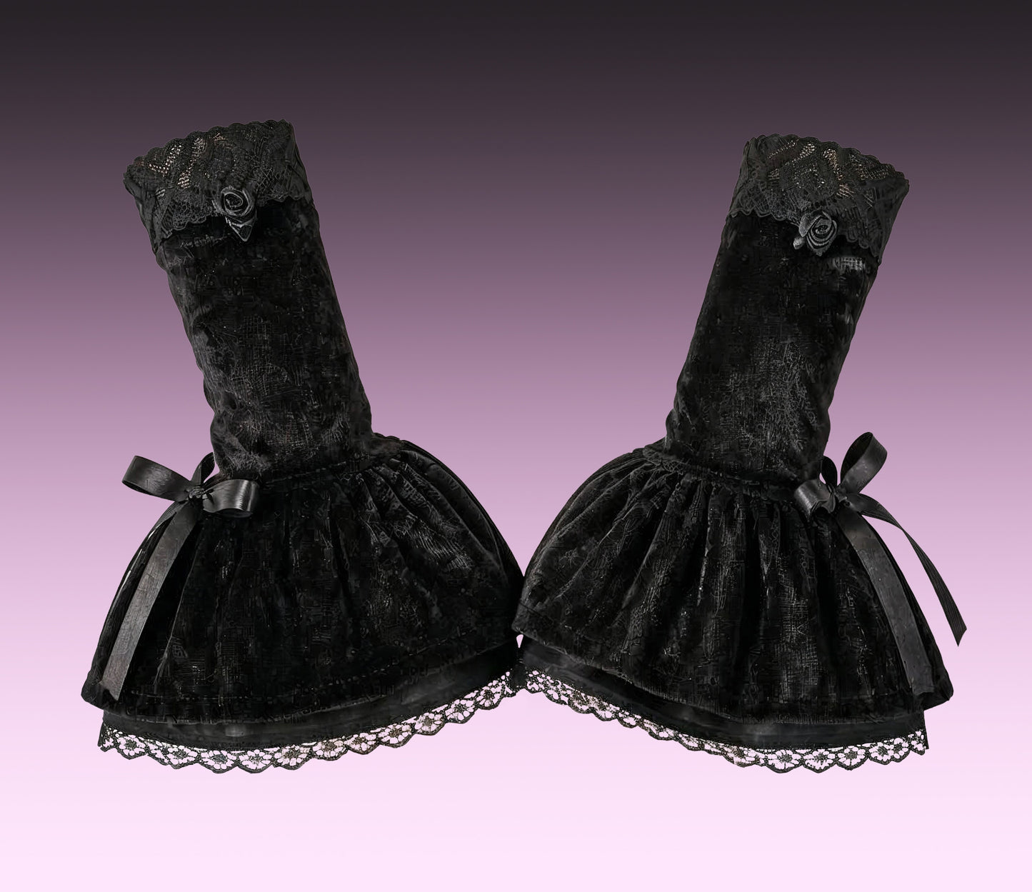 Damen Gothic Armstulpen aus Samt & Spitze