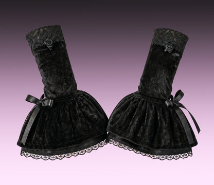 Damen Gothic Armstulpen aus Samt & Spitze