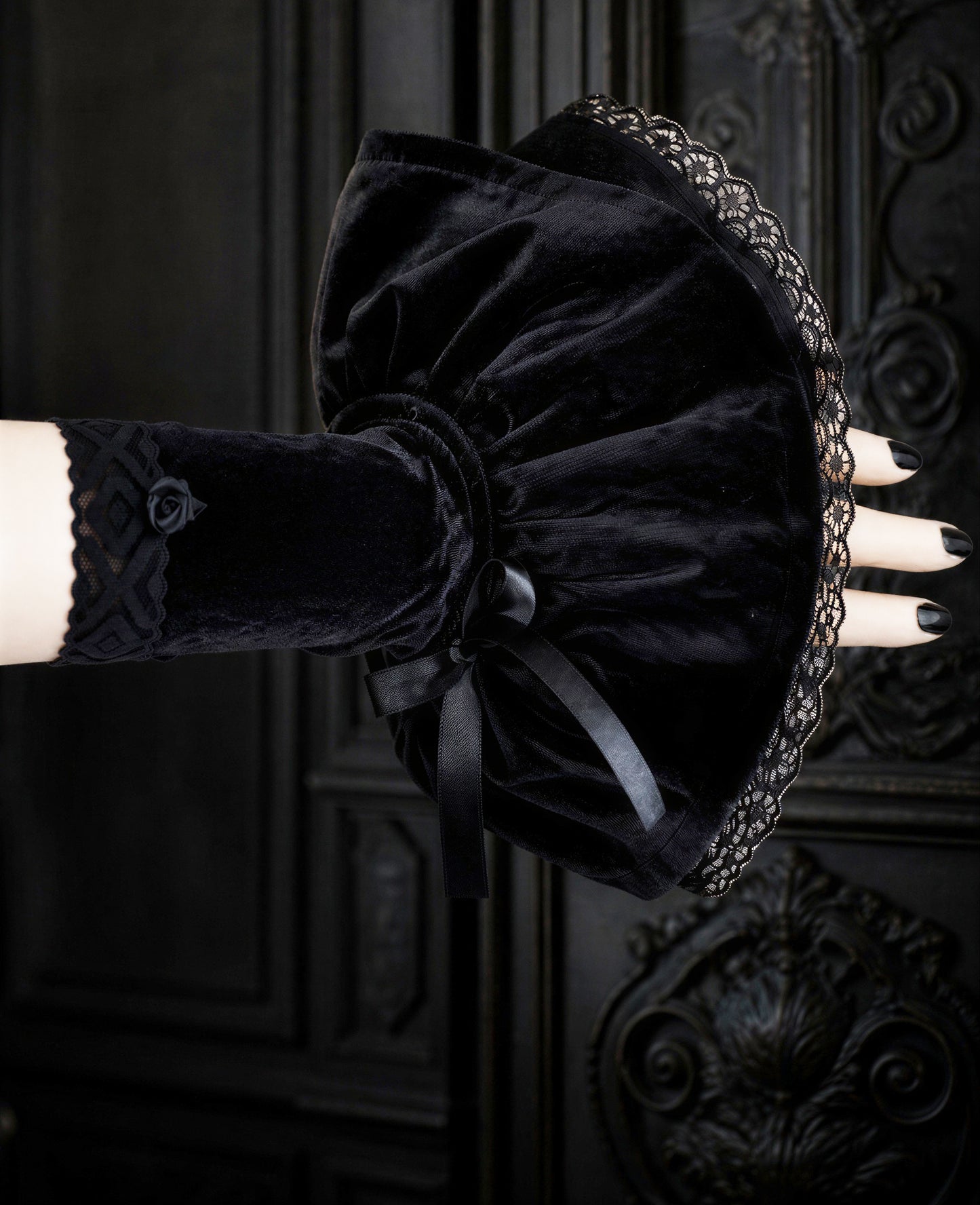 Damen Gothic Armstulpen aus Samt & Spitze