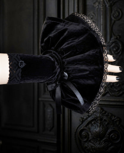 Damen Gothic Armstulpen aus Samt & Spitze