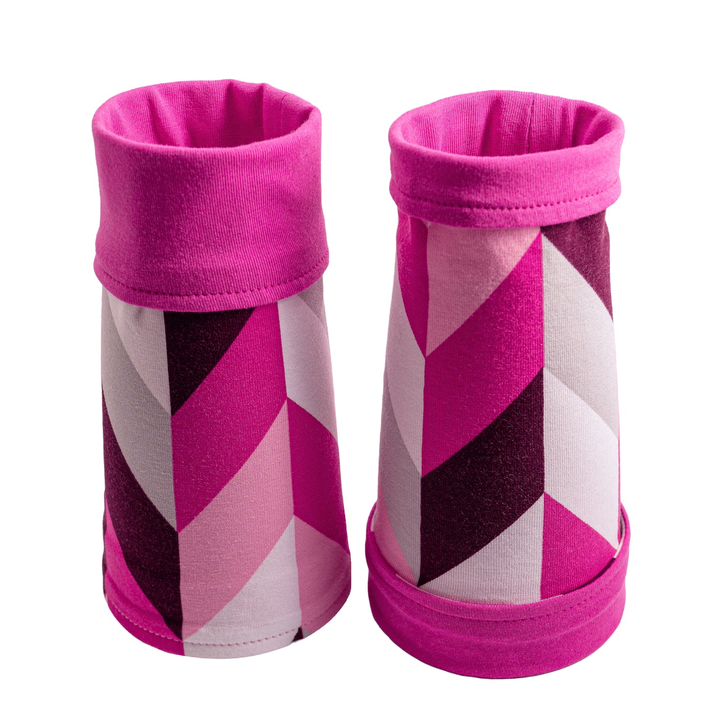 Soft jersey wrist warmers, SUPER COMFORTABLE #MUSTHAVE, brightly patterned, lined, lining color selectable, with bow