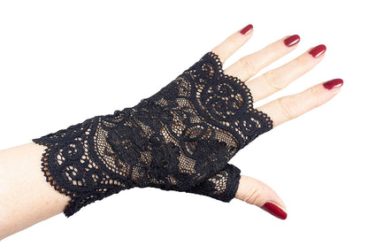 gothic Handschuh, Abbildung einzeln, also ein Pulswärmer, Handschmuck mit lackierten Fingernägel.