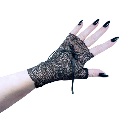 sexy lolita wrist warmers black/pink &amp; bow
