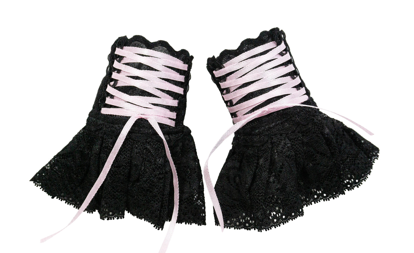 Wrist warmers gloves fingerless white silver with bow made of lace for the wedding