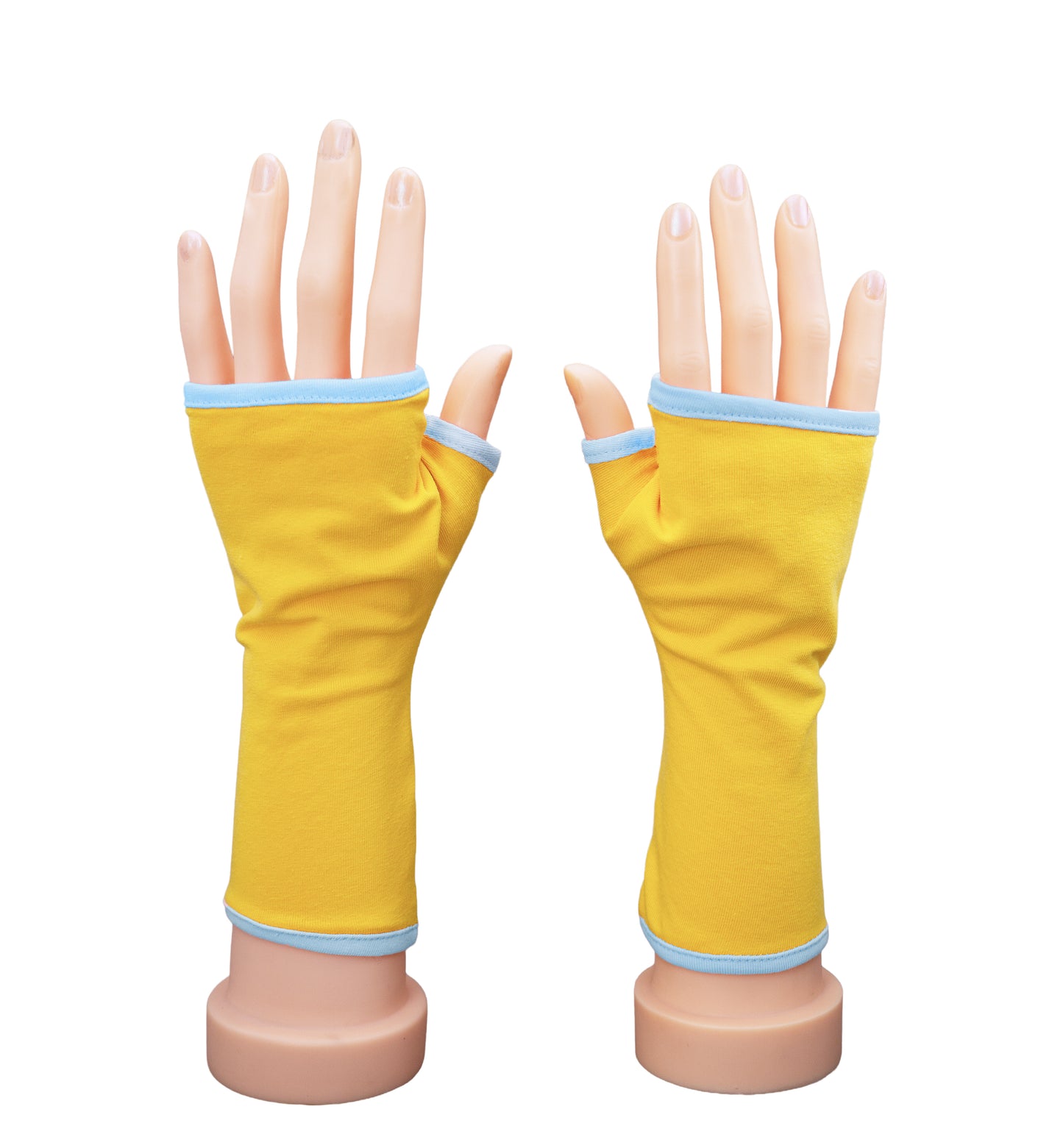 Soft jersey wrist warmers, SUPER COMFORTABLE #MUSTHAVE, brightly patterned, lined, lining color selectable, with bow