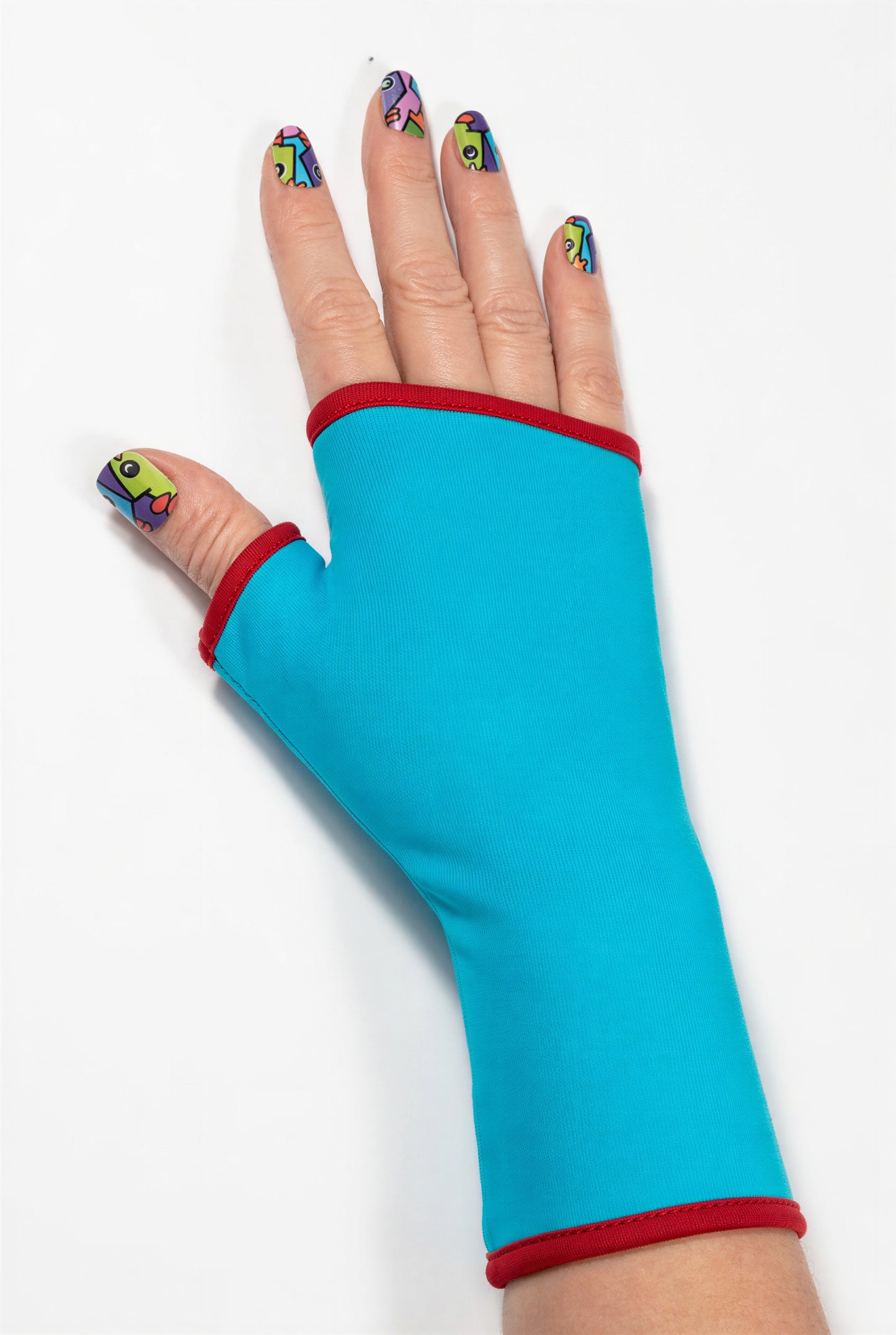 Handschuhe fingerlos türkis mit Futter aus 24 Farben wählbar