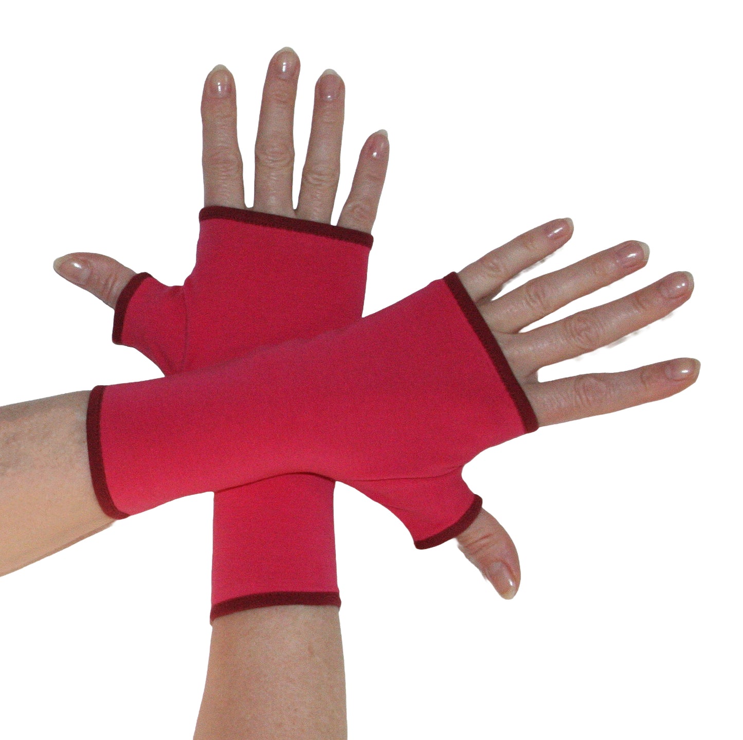 Soft jersey wrist warmers, SUPER COMFORTABLE #MUSTHAVE, brightly patterned, lined, lining color selectable, with bow
