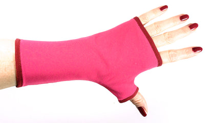 Soft jersey wrist warmers, SUPER COMFORTABLE #MUSTHAVE, brightly patterned, lined, lining color selectable, with bow