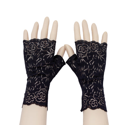 sexy lolita wrist warmers black/pink &amp; bow