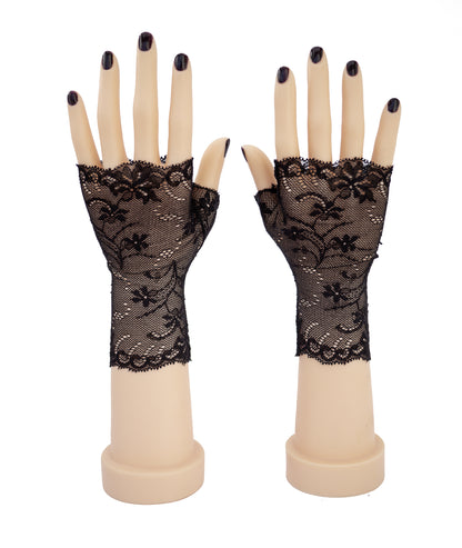 sexy lolita wrist warmers black/pink &amp; bow