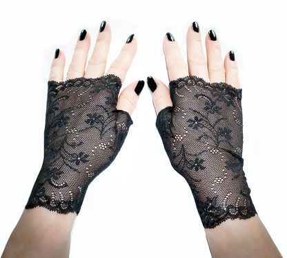 sexy lolita wrist warmers black/pink &amp; bow