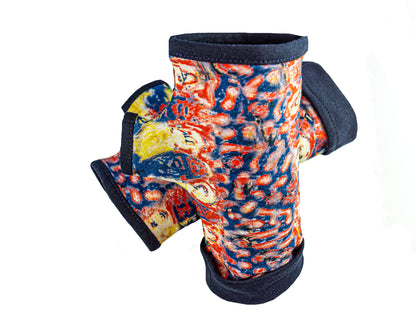 Soft jersey wrist warmers, SUPER COMFORTABLE #MUSTHAVE, brightly patterned, lined, lining color selectable, with bow