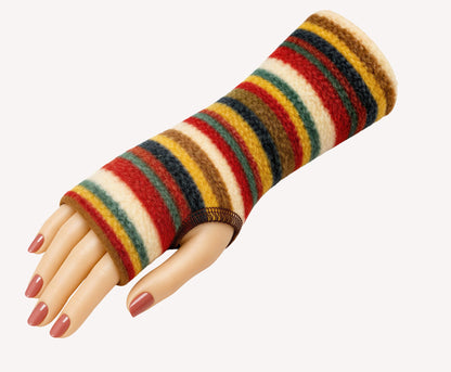 Mitaines en jersey doux, ULTRA CONFORTABLES #INDISPENSABLE, à motifs colorés, doublées (couleur de la doublure au choix), avec nœud.