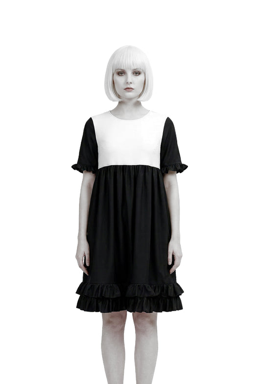 japanisches Damen gothic lolita Kleid Akari | schwarz weiß aus Baumwolle