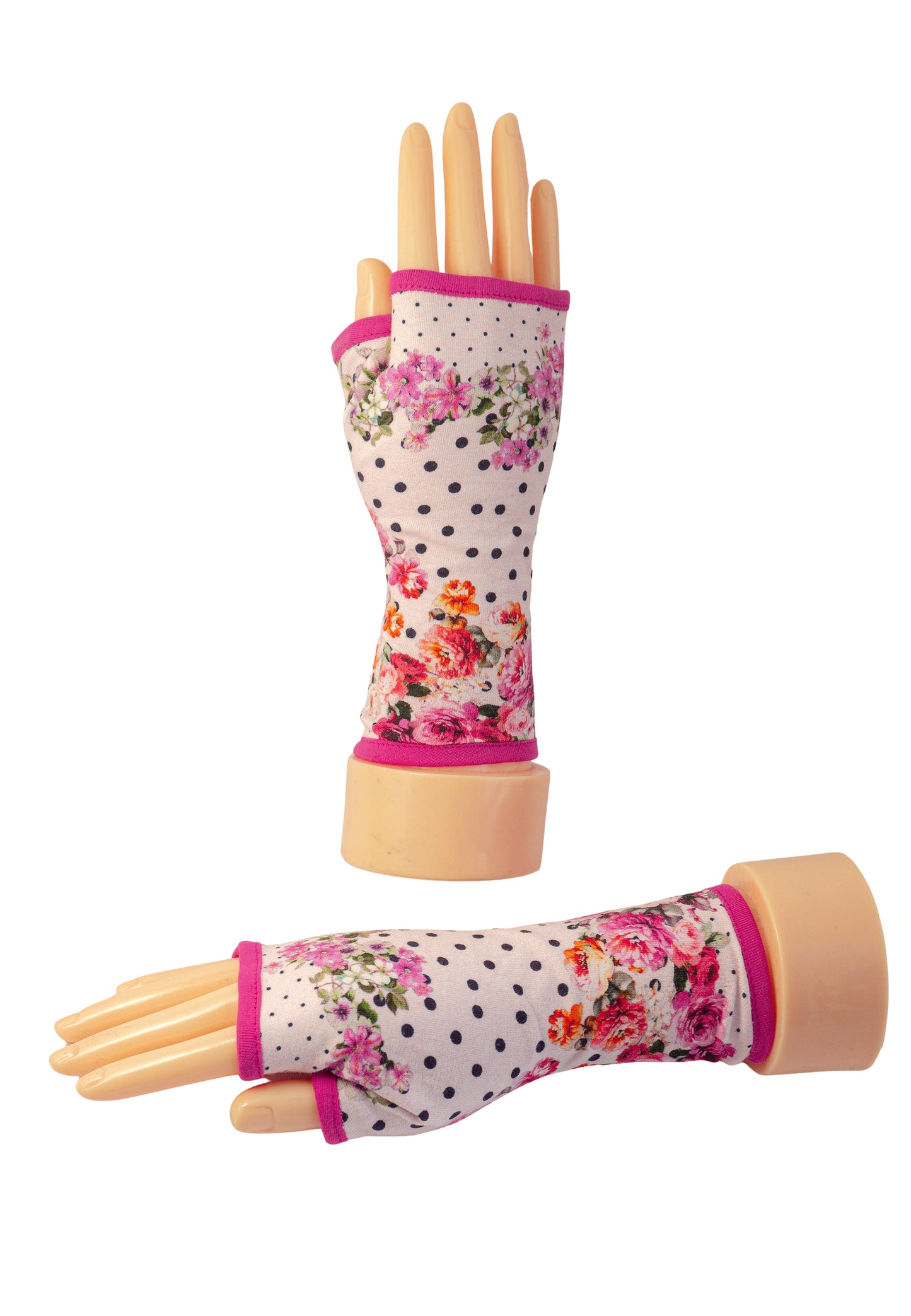 Mitaines en jersey doux, ULTRA CONFORTABLES #INDISPENSABLE, à motifs colorés, doublées (couleur de la doublure au choix), avec nœud.