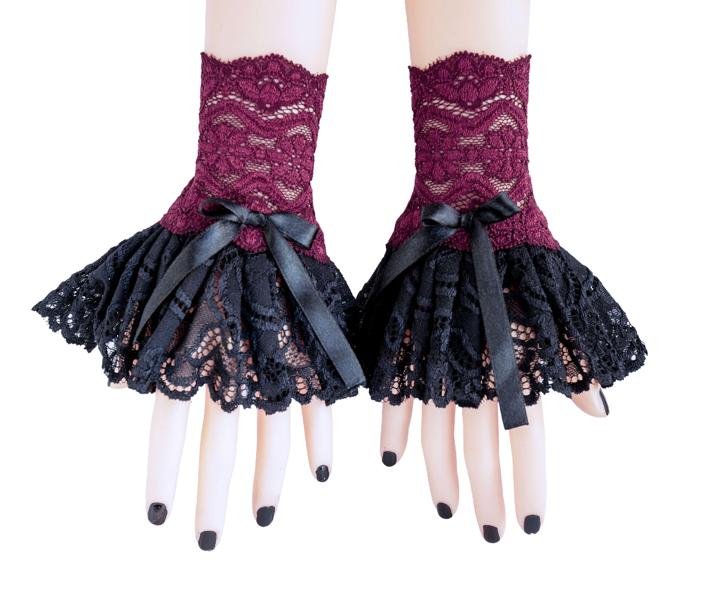 kleine gothic lolita Stulpen, klassisch viktorianisch. Accessoire für Theater, Travestie, Karneval, Kostümball, cheerleading, pin-up, Burlesque, Flamenco, Tango, folkloristische Tänze. Unverzichtbares Detail für individuelle, auffälliges Garderoben und aus hoher Qualität gearbeitet in Handarbeit, manufaktured in Hamburg, Deutschland. Niedriger Preis.