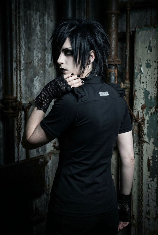 Fingerlose Gothic Handschuhe schwarz aus Spitze mit Blumenmuster, Dark Fashion Accessoire, handgefertigt Deutschland
