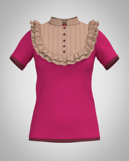 Plastron shirt ladies Tenshi jersey + cotton body olive black wine red sizes 34-46