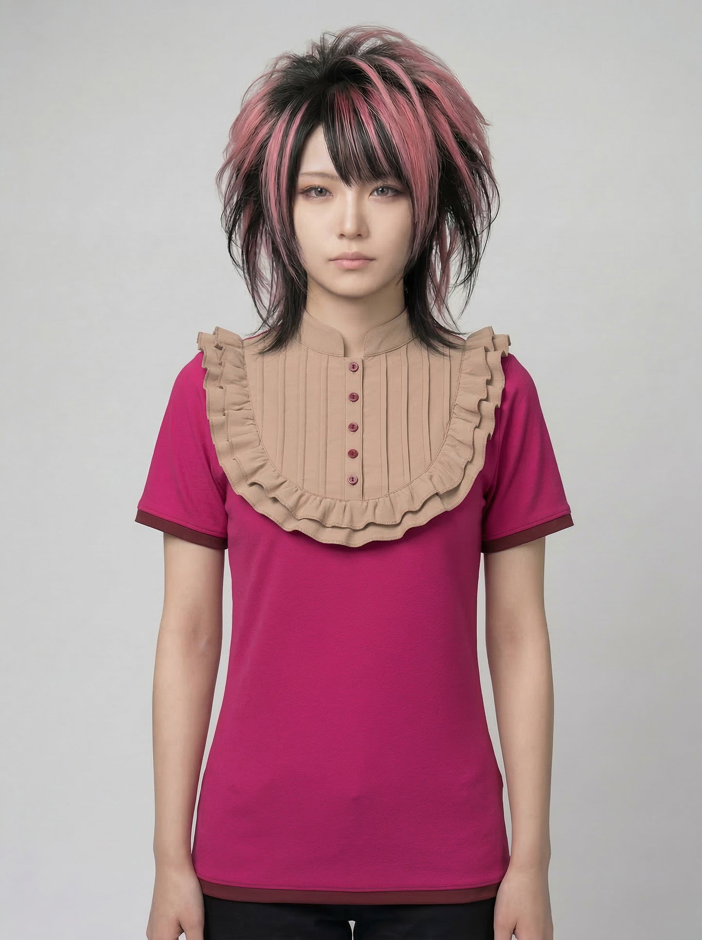 Plastron shirt ladies Tenshi jersey + cotton body olive black wine red sizes 34-46
