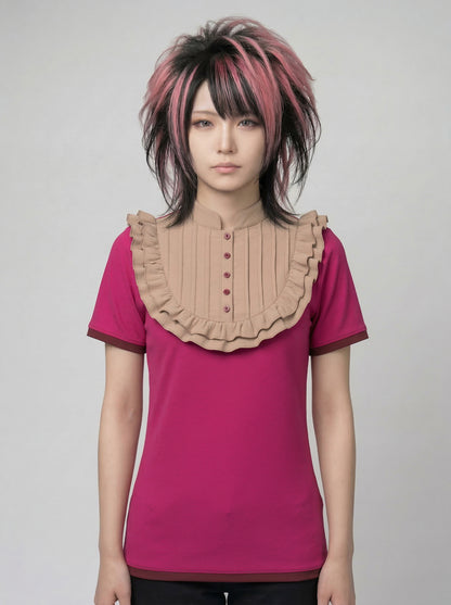 Plastron shirt ladies Tenshi jersey + cotton body olive black wine red sizes 34-46