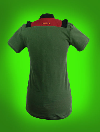 Women's plastron shirt Tenshi Jersey + cotton bodysuit olive black burgundy