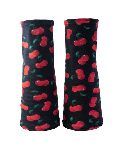 Mitaines en jersey doux, ULTRA CONFORTABLES #INDISPENSABLE, à motifs colorés, doublées (couleur de la doublure au choix), avec nœud.