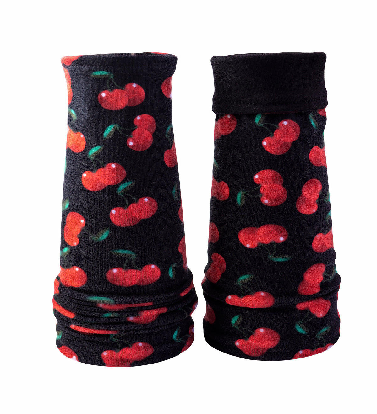 Mitaines en jersey doux, ULTRA CONFORTABLES #INDISPENSABLE, à motifs colorés, doublées (couleur de la doublure au choix), avec nœud.