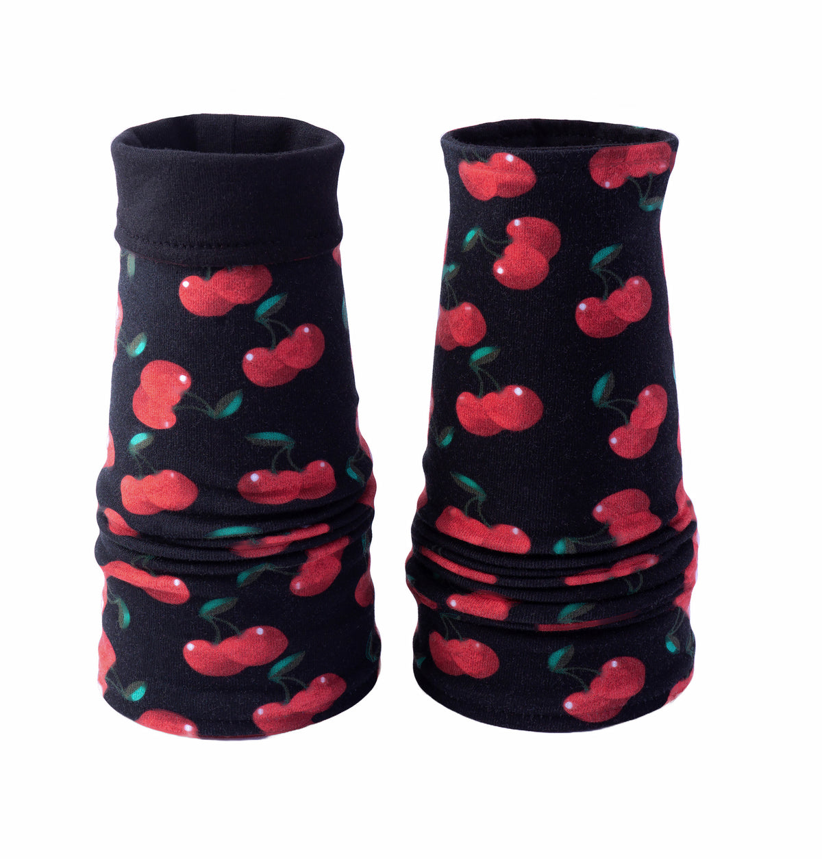 Mitaines en jersey doux, ULTRA CONFORTABLES #INDISPENSABLE, à motifs colorés, doublées (couleur de la doublure au choix), avec nœud.
