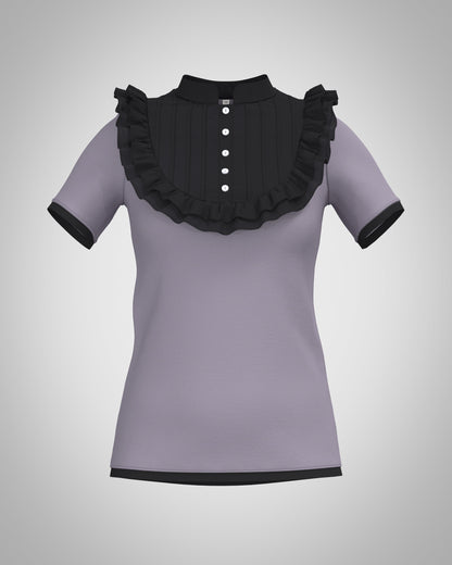 Plastron shirt ladies Tenshi jersey + cotton body olive black wine red sizes 34-46