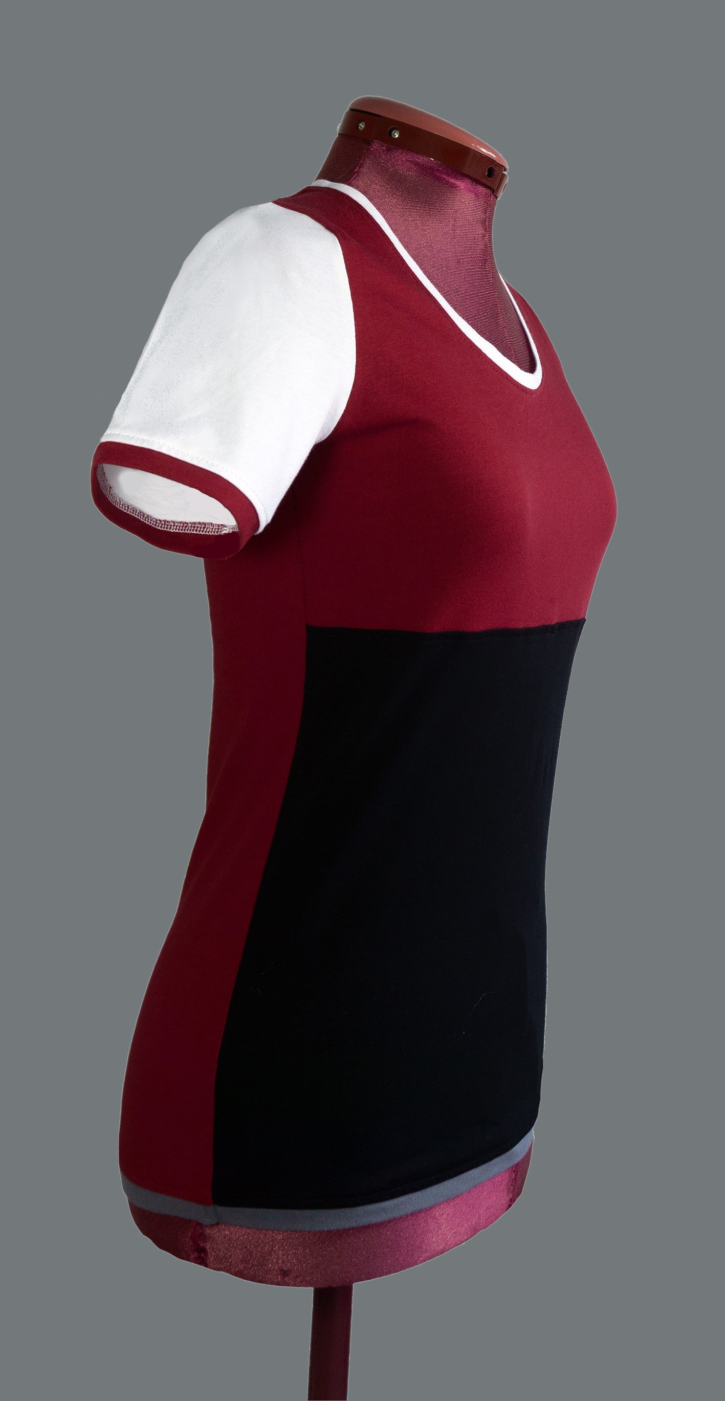 Shirt Nikita Damen oder Kinder Baumwolljersey rot schwarz weiss mausgrau patchwork