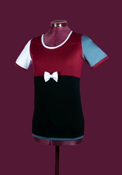 Shirt Nikita Damen oder Kinder Baumwolljersey rot schwarz weiss mausgrau patchwork