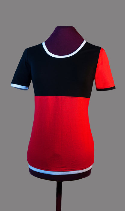 Plastron shirt ladies Tenshi jersey + cotton body olive black wine red sizes 34-46