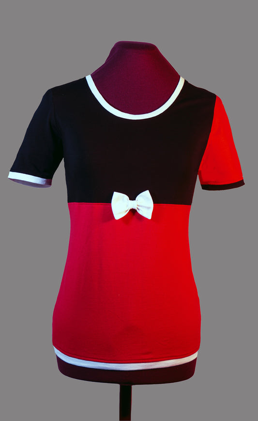 Plastron shirt ladies Tenshi jersey + cotton body olive black wine red sizes 34-46