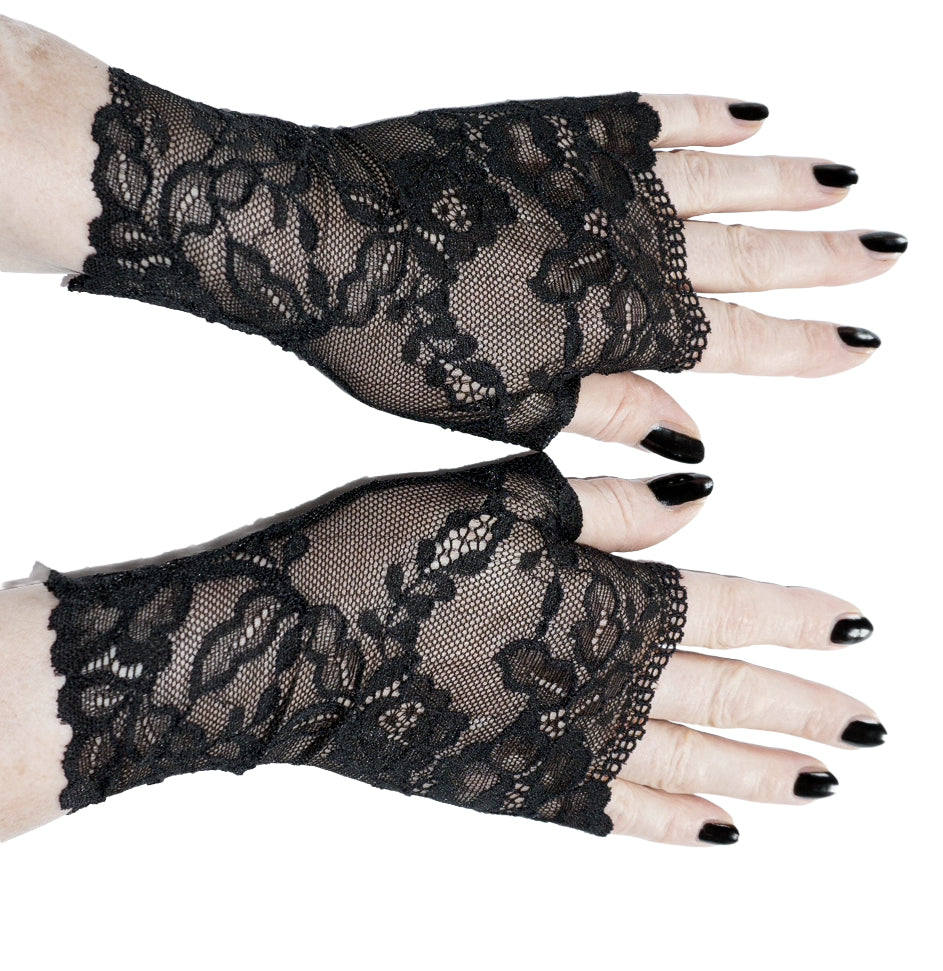 Spitzenhandschuhe Gothic Style fingerlos Schwarz