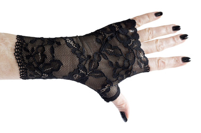 Feine Netzspitze Handschuhe für Art Deco & Burlesque Styles Schwarz Mouska Alfar