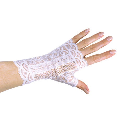 fingerlose Damen Handschuhe aus weißer Spitze