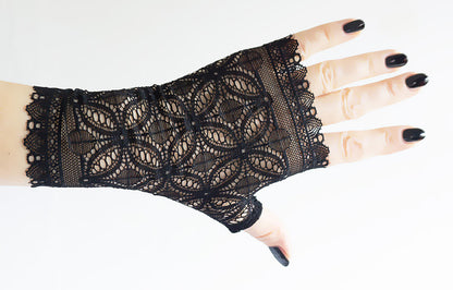 sexy lolita wrist warmers black/pink &amp; bow